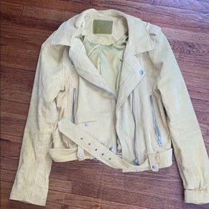 Yellow Blank NYC motto suede jacket